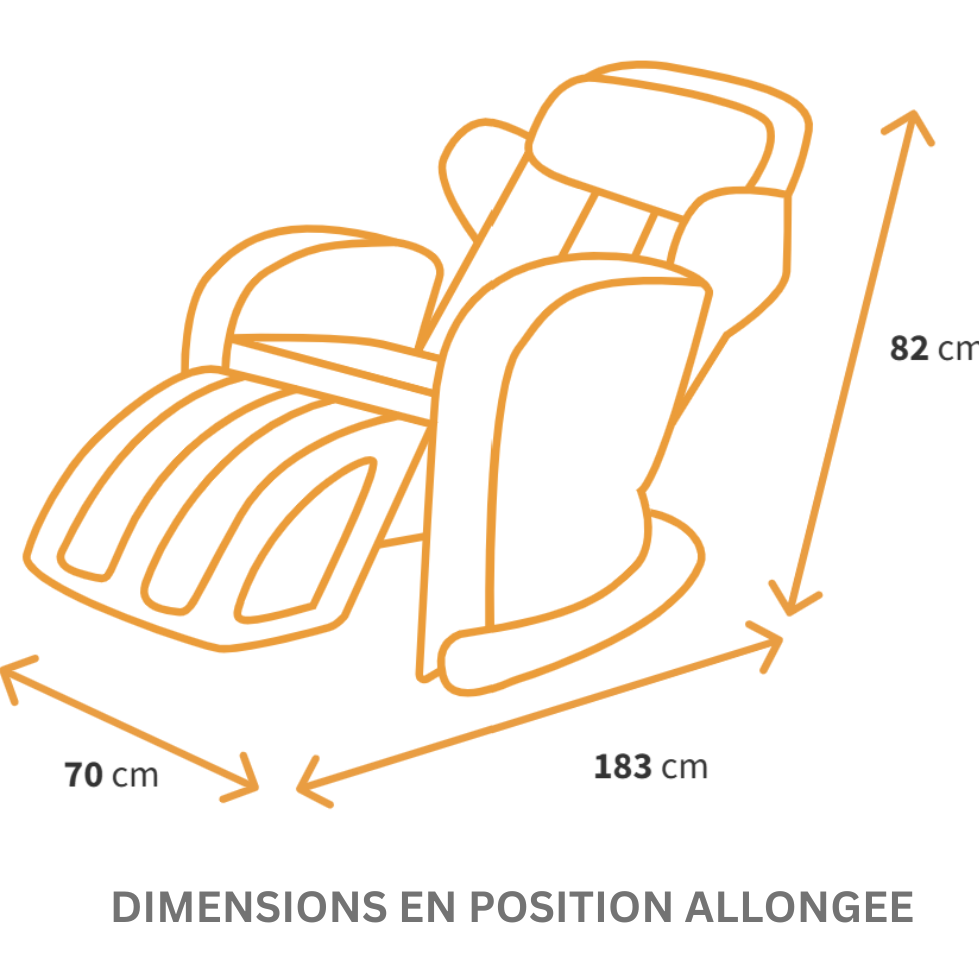 Dimensions du fauteuil MSW-310 Pro en position allongée