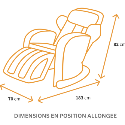Dimensions du fauteuil MSW-310 Pro en position allongée