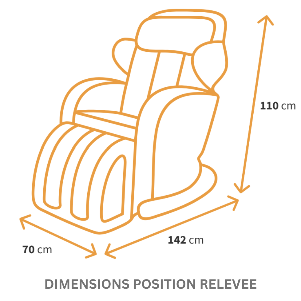 Dimensions du fauteuil MSW-310 Pro en position relevée
