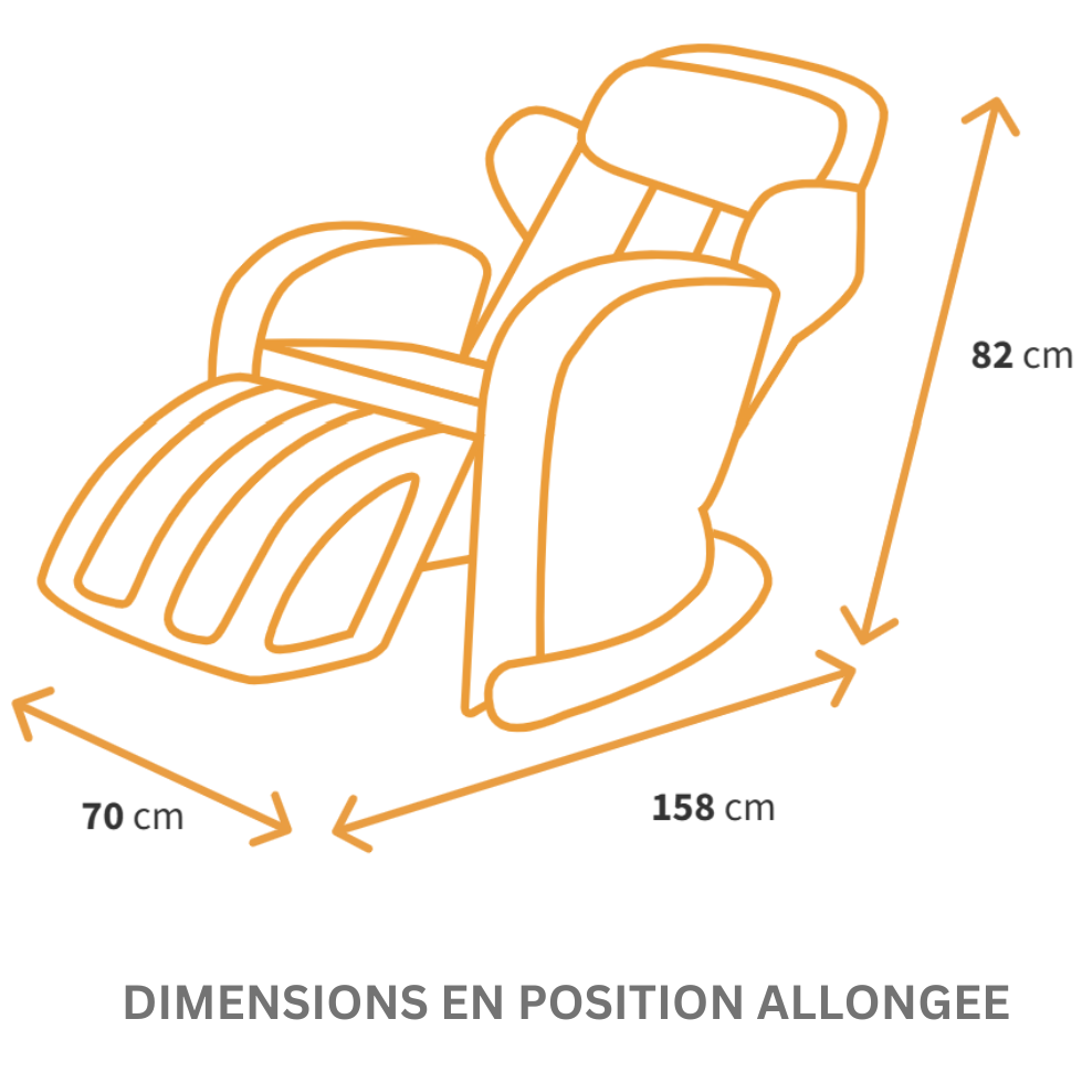 Dimensions du fauteuil MSW-300 Classic en position allongée
