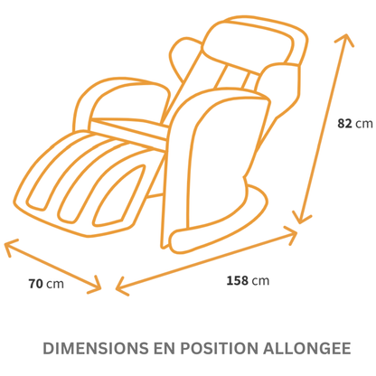 Dimensions du fauteuil MSW-300 Classic en position allongée