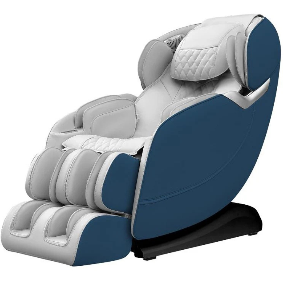 Fauteuil MSW-310 Pro blanc avec coque bleue - vue trois-quarts gauche