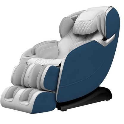 Fauteuil MSW-310 Pro blanc avec coque bleue - vue trois-quarts gauche