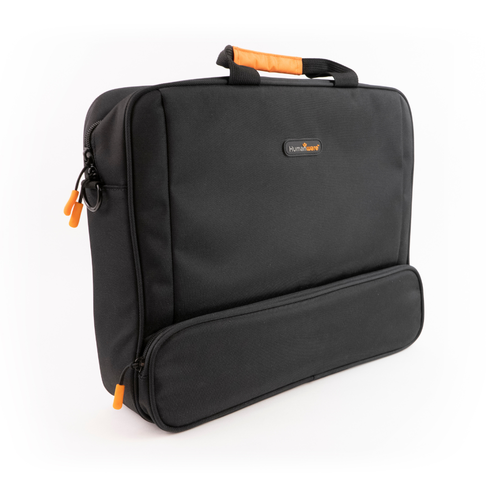Pochette de transport incluse de la loupe électronique Explore 12 vue trois-quarts