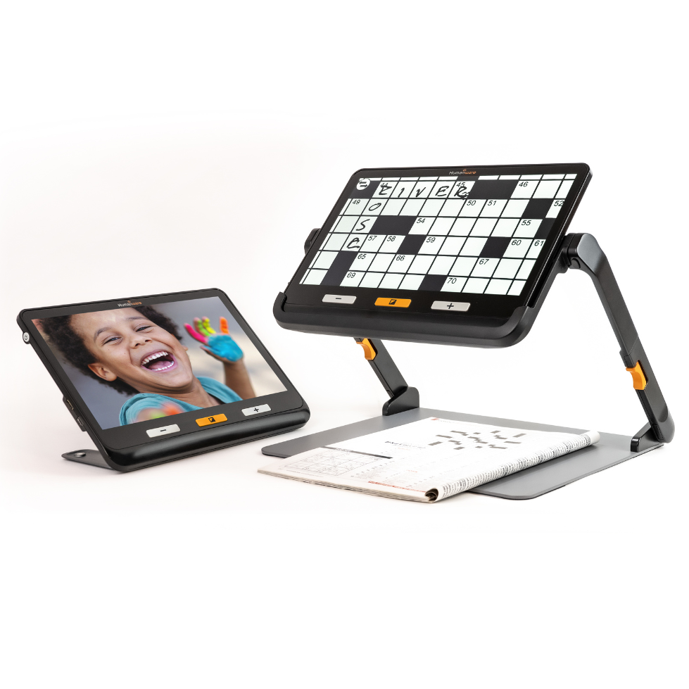 Loupe Explore 12 sur pied avec livre et support arrière avec photo