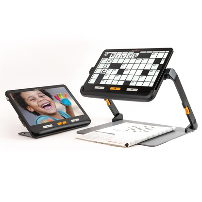 Loupe Explore 12 sur pied avec livre et support arrière avec photo