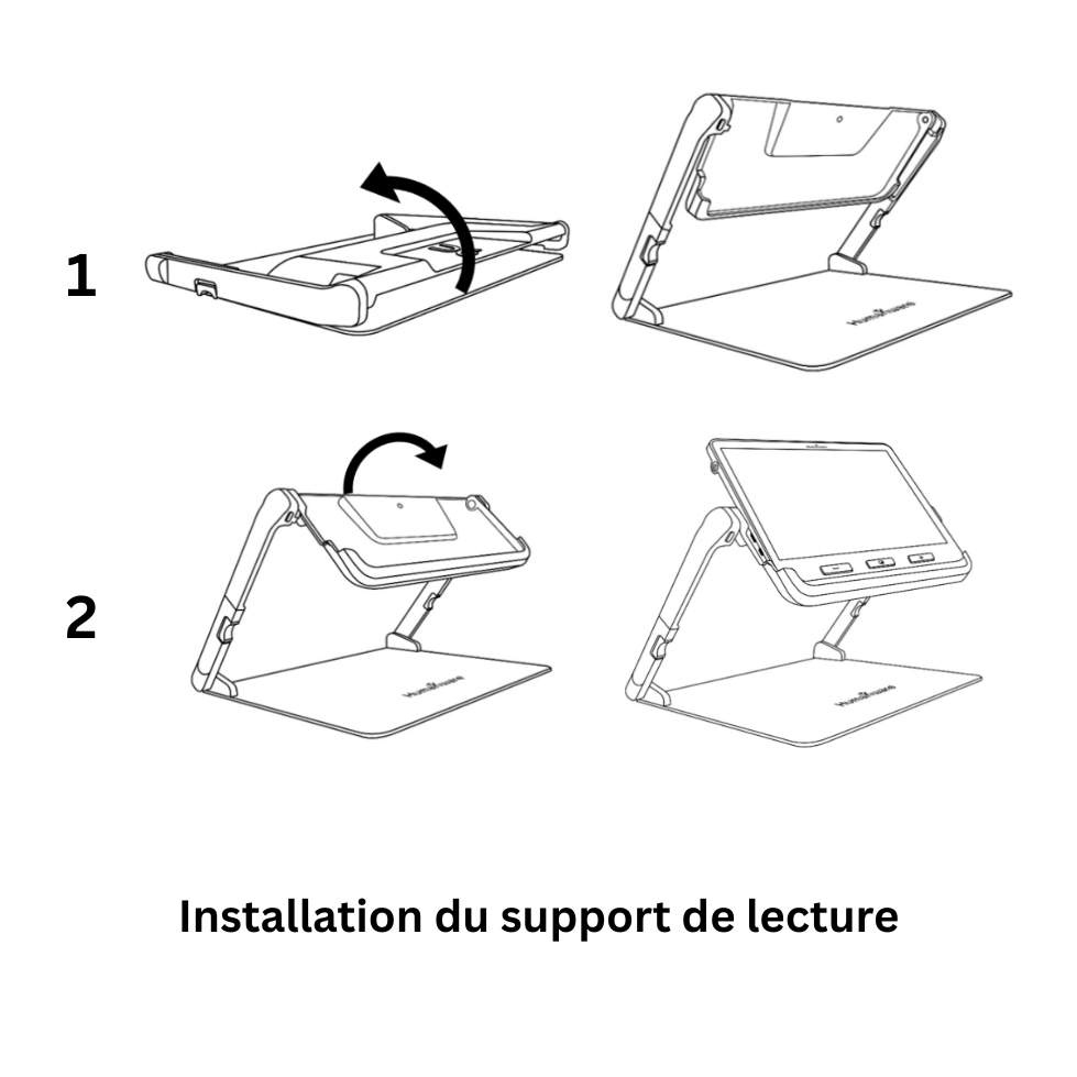 Loupe_electronique-_Explore_12 de Humanware_installation_du_support_de_lecture_en_2_etapes simples