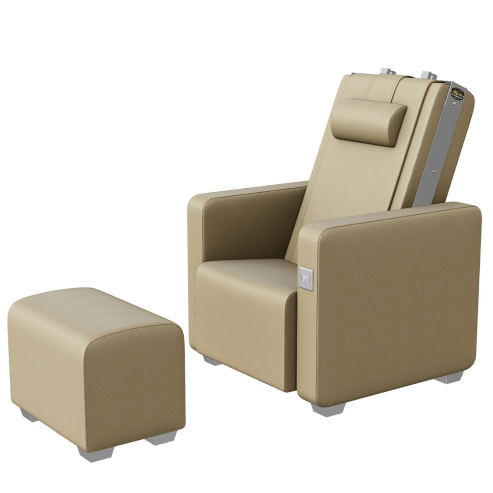 Fauteuil massant Silver Primera beige avec repose-pieds