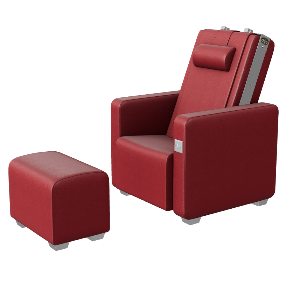 Fauteuil Silver Primera rouge avec repose-pieds