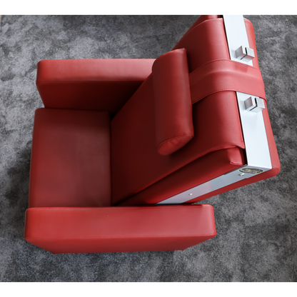 Vue de dessus du fauteuil massant Silver Primera rouge