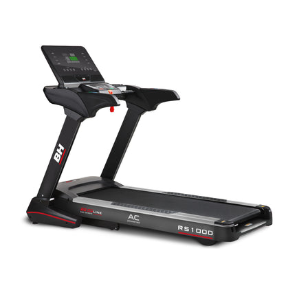 Vue du tapis de course G6179 rs 1000 de BH Fitness de profil trois quart gauche