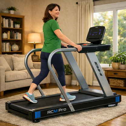 femme en action sur le tapis de course G6515H installe dans son salon