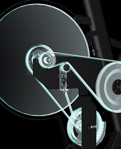 Vu du système de résistance magnétique du velo d'appartement H9340 TFT Xcalibur de BH Fitness