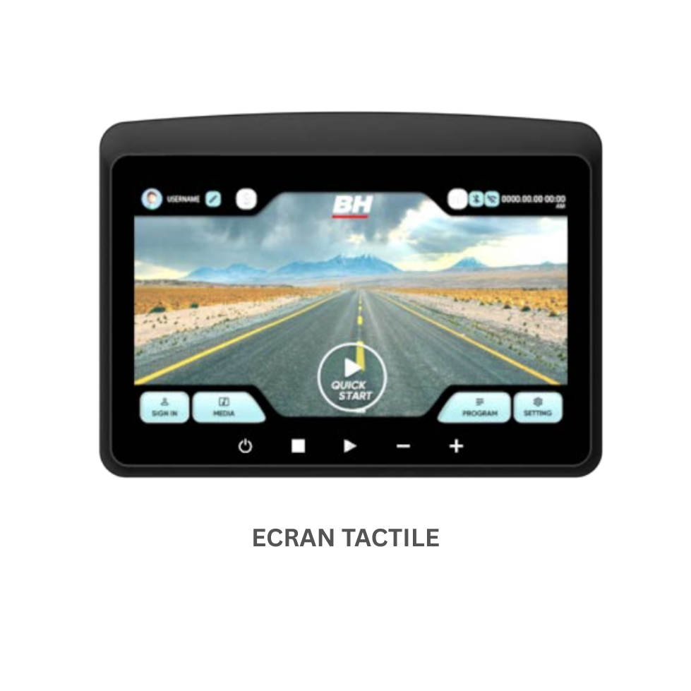 L'ecran tactile de 40,64cm du moniteur du velo d'appartement H9340 TFT Xcalibur de BH Fitness